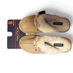 Nautica Cozy Tan Plush Slippers